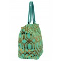 9200 - MINT & GOLD TRELLIS DESIGN CANVAS TOTE BAG